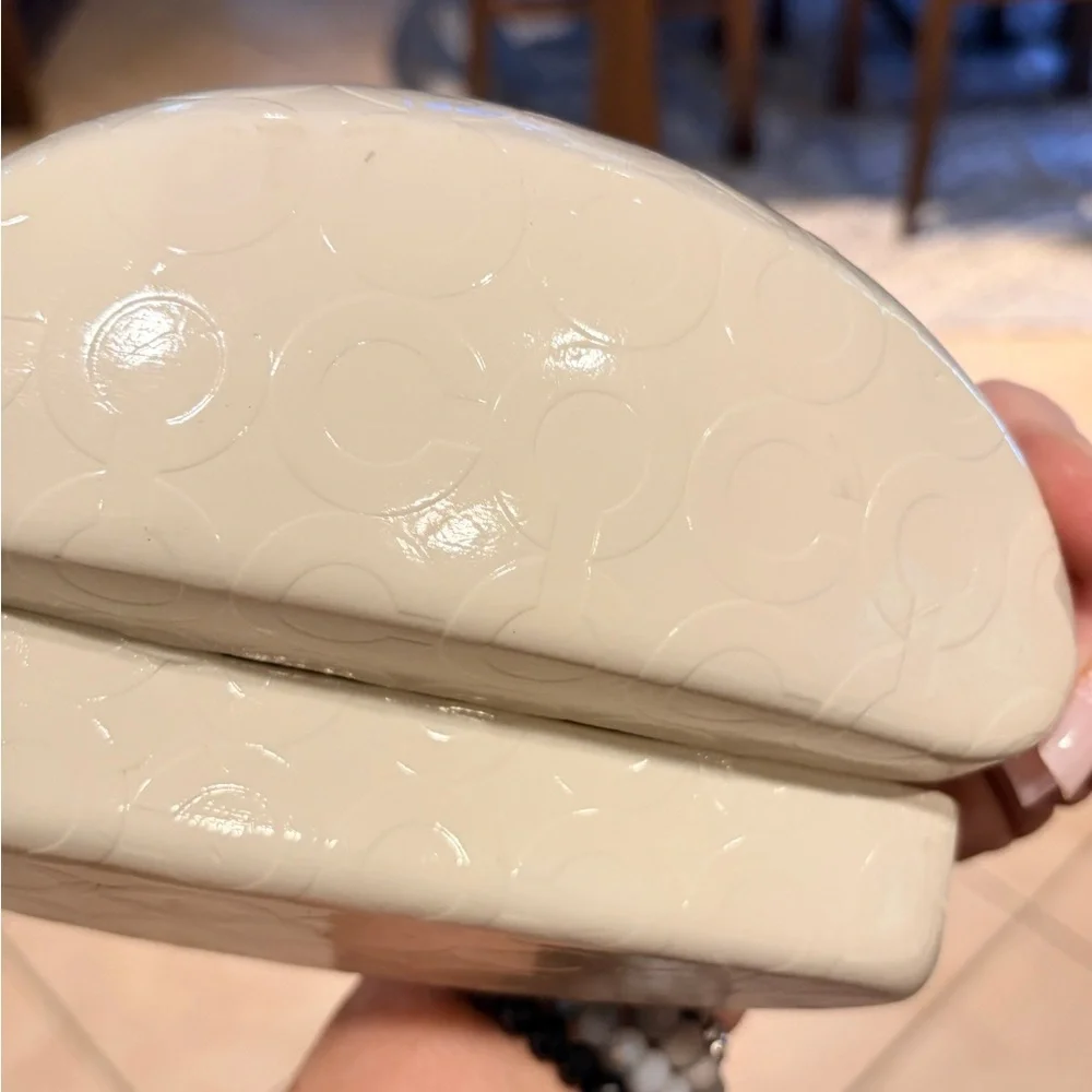 Coach White Embossed Sunglasses Case Large